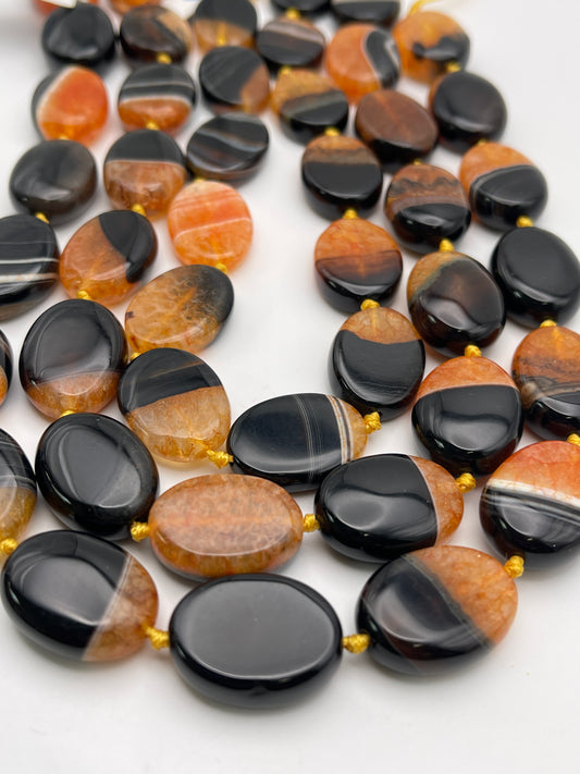 Bumblebee Agate Oval Bead Strand.