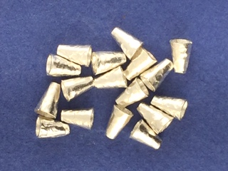 SS Tiny Hammered Hilltribe Cone 9 mm from end to end 5 mm hole