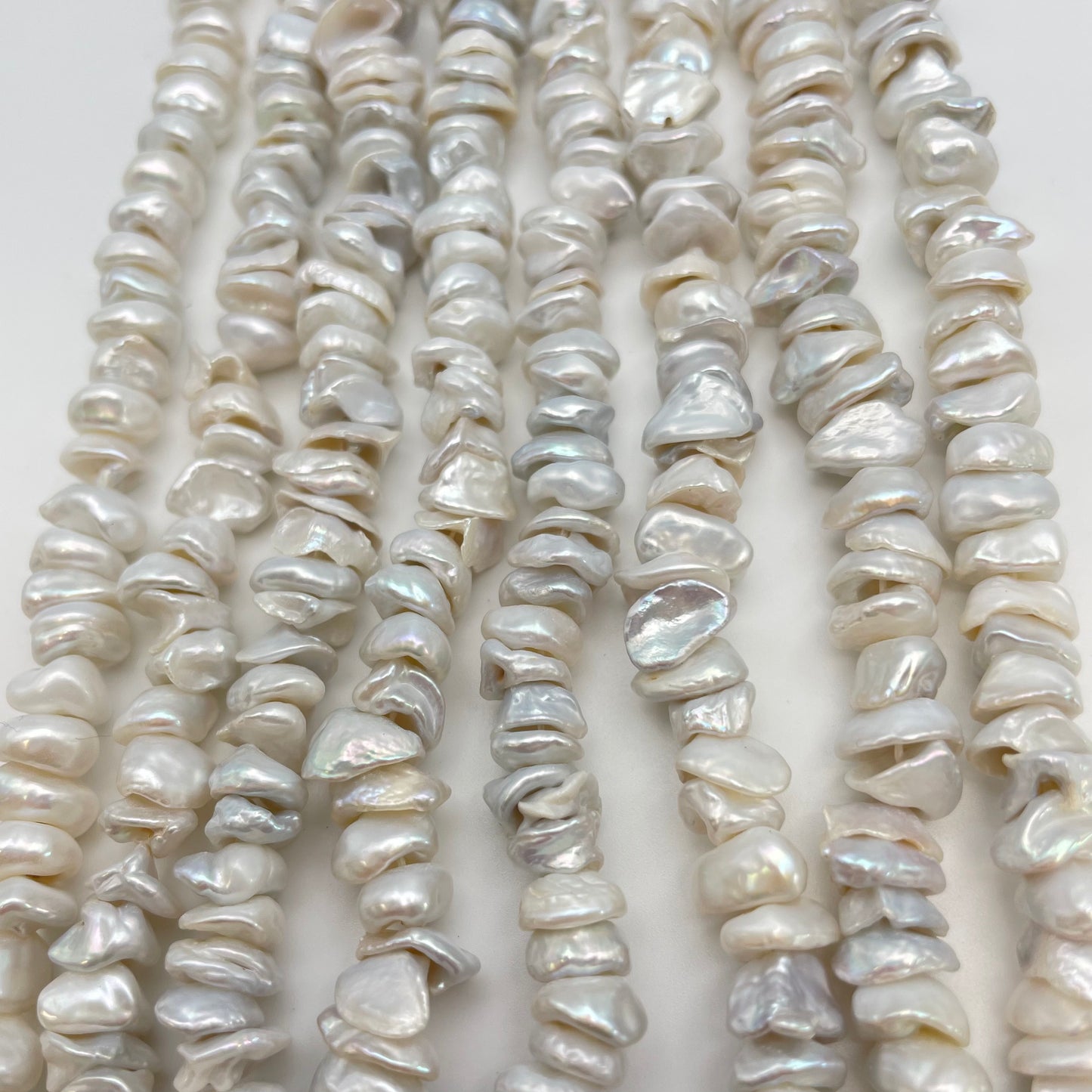 8mm Raw Pearl Silver Strand
