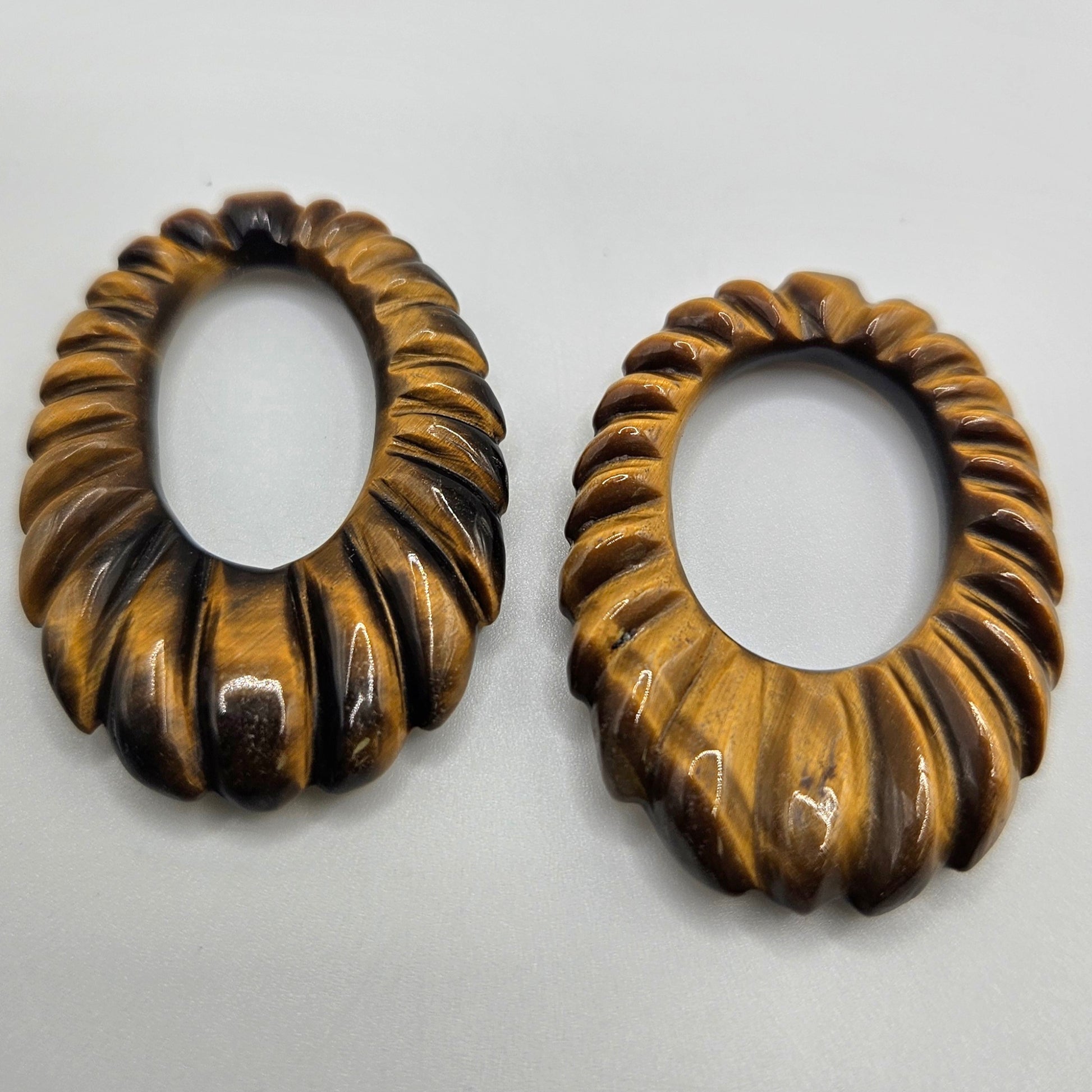 Carved Tiger's Eye Earring Pairs.