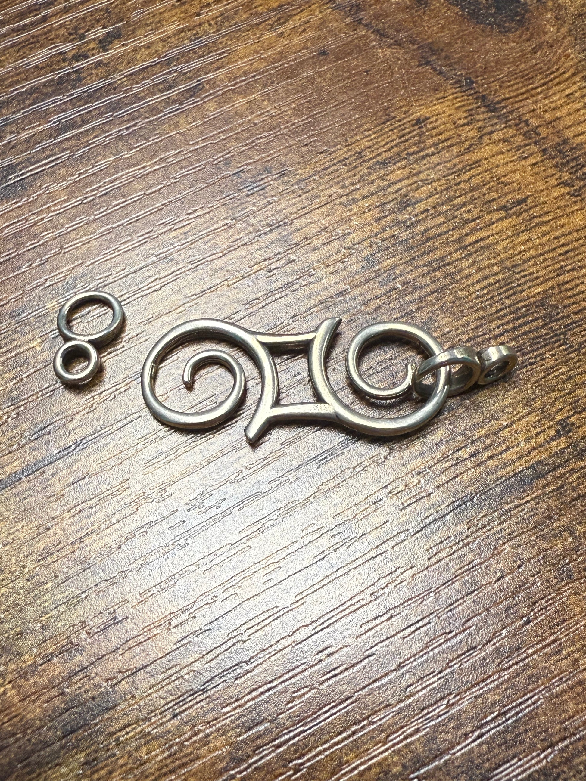 Celtic Double Hook Spiral Removable Clasp with 2 loops bronze by Kim Fox.
