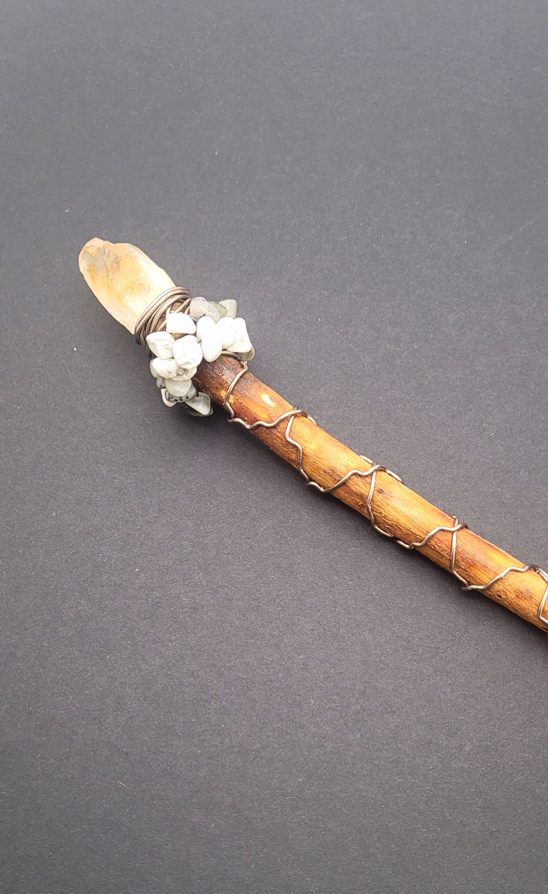 Handmade Citrine, Labradoite and Howlite Wand.
