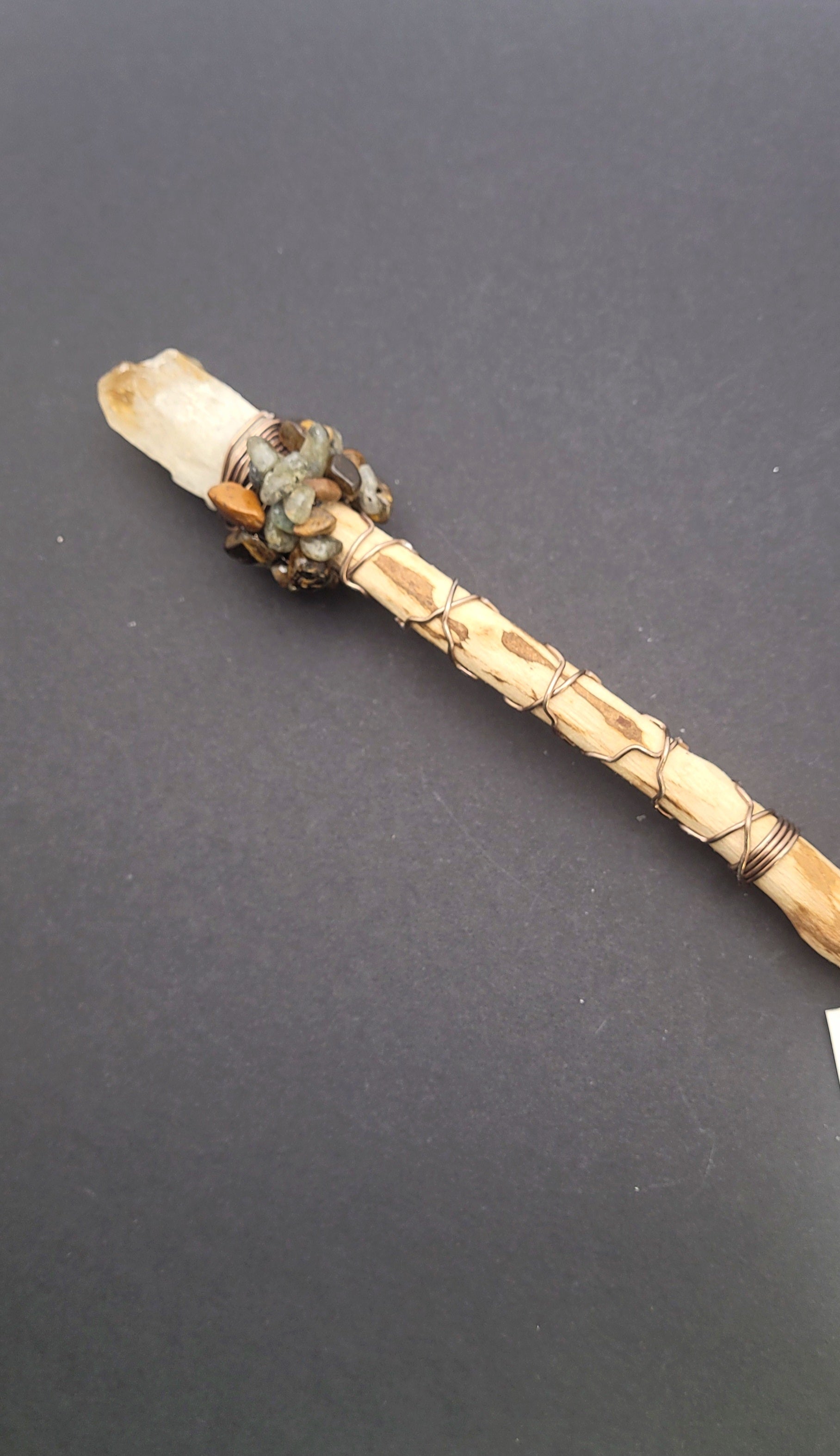 Handmade Citrine, Labradoite, and Tiger Eye Wand.