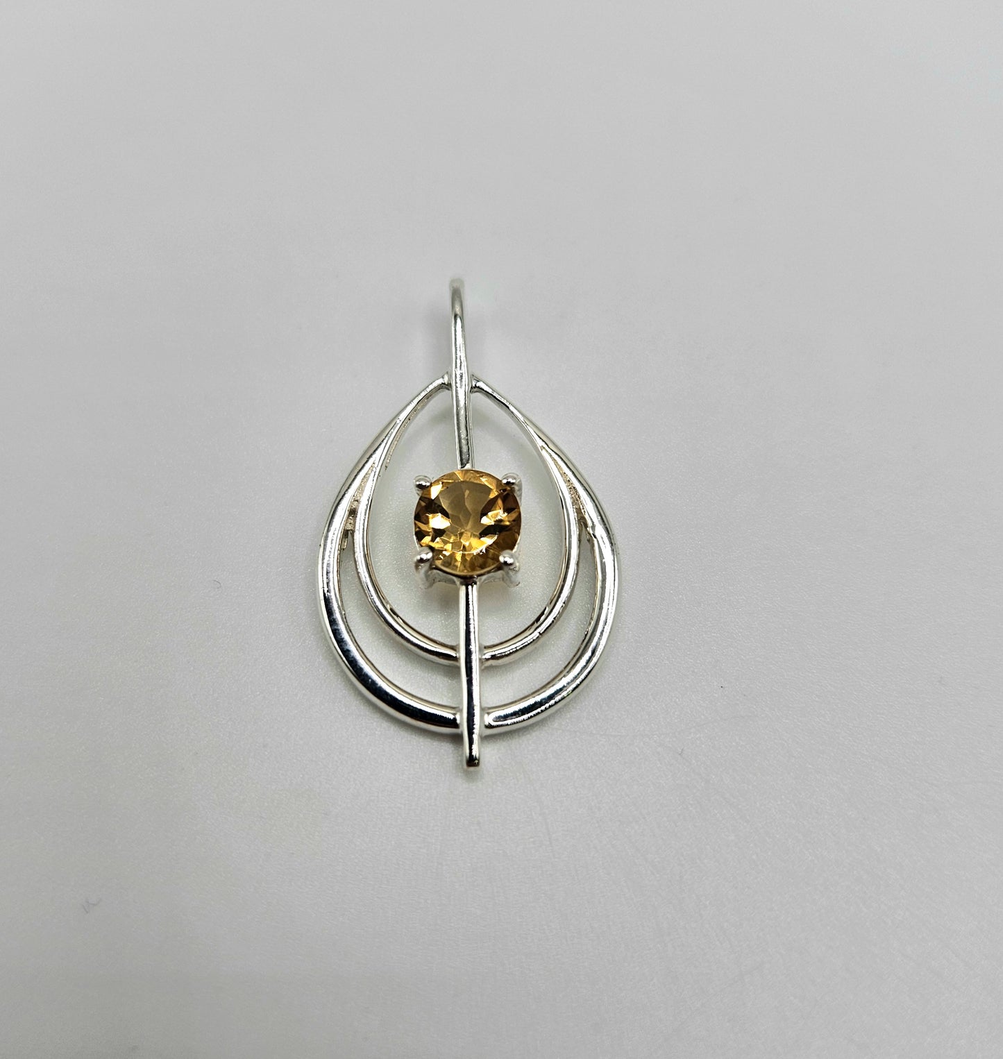 Citrine Sterling Silver Teardrop Faceted Pendant Teardrop.