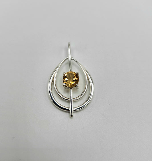 Citrine Sterling Silver Teardrop Faceted Pendant Teardrop.