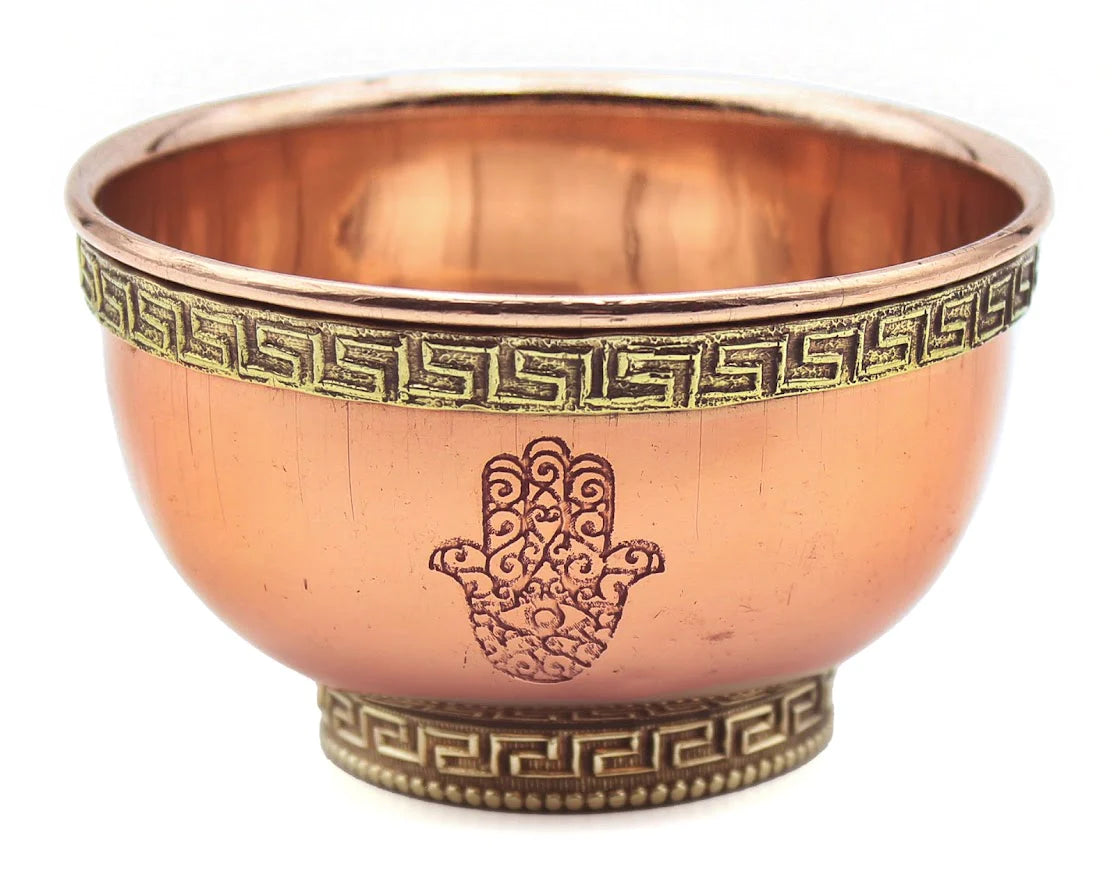 Copper Offering Bowl Hamsa Design.