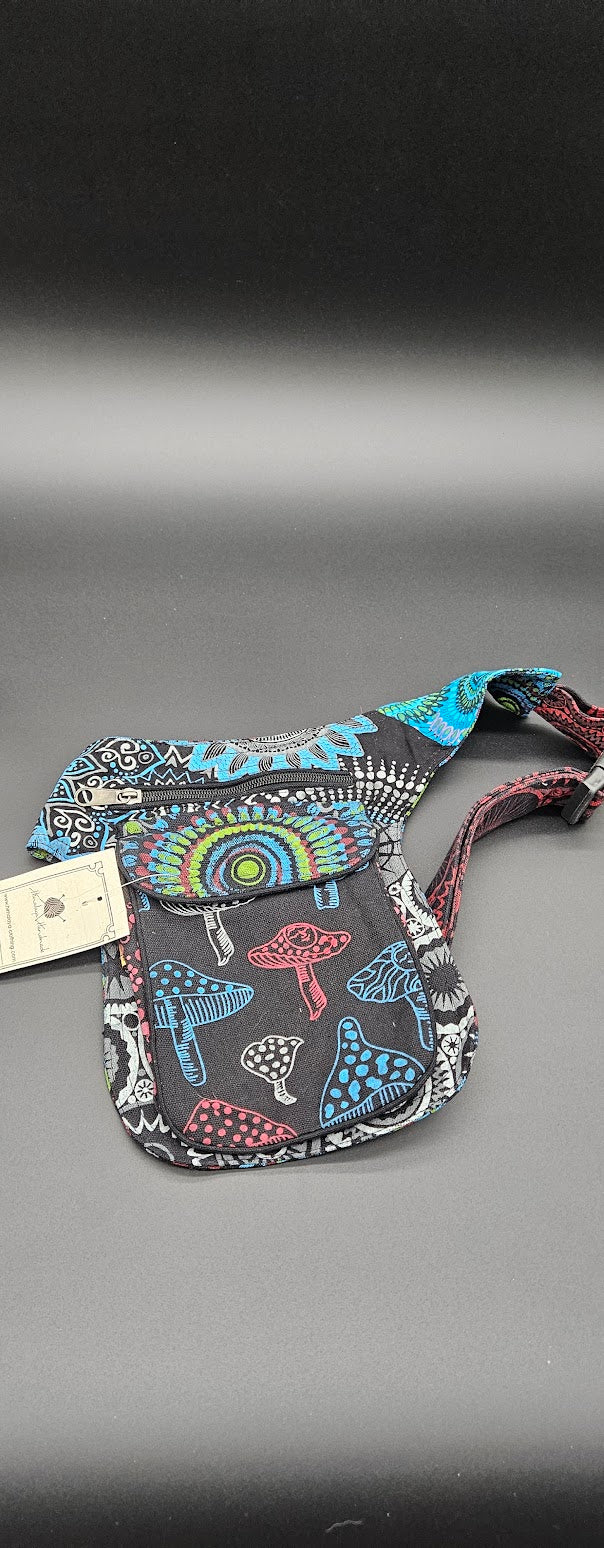 Cotton Fanny Pack Colorful Mushroom.