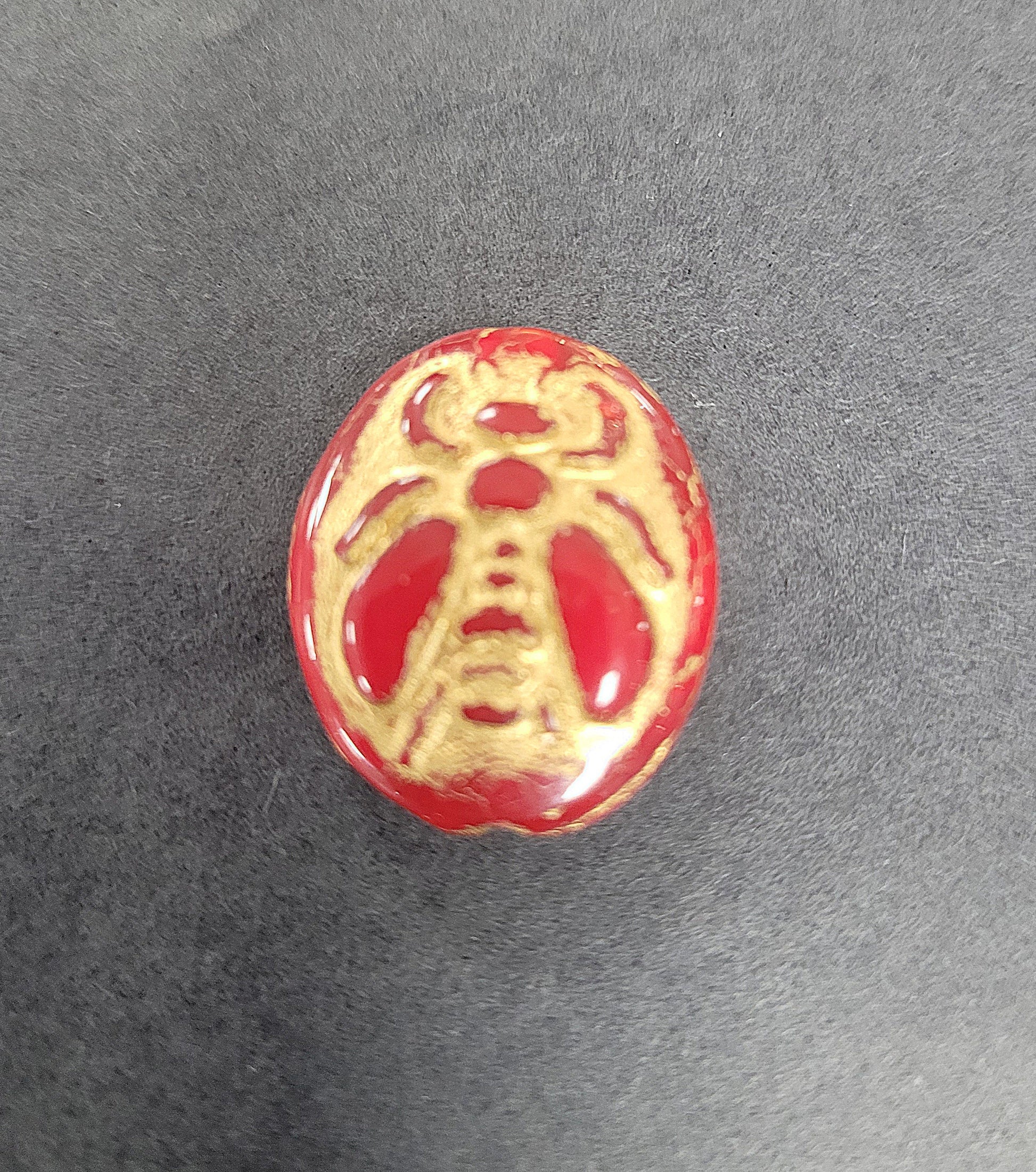 Czech Glass Red With Gold Single Bead.