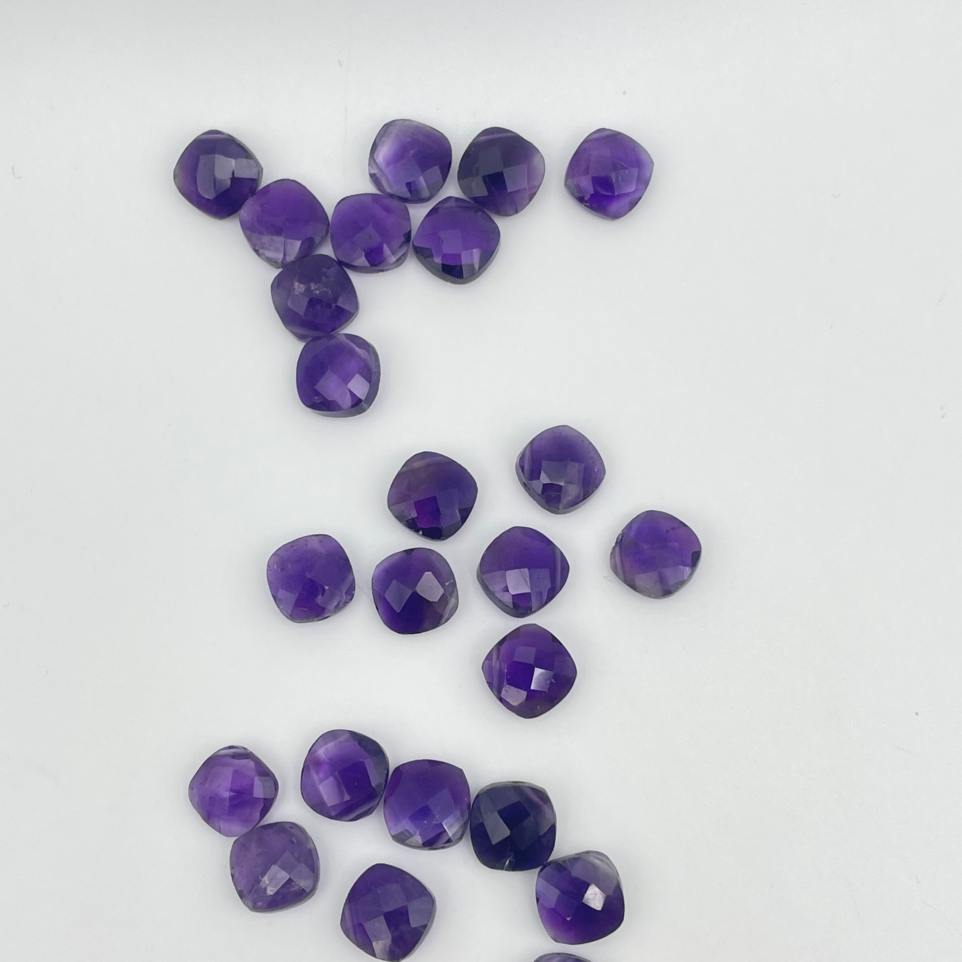 8mm Amethyst Square Faceted Top Drilled