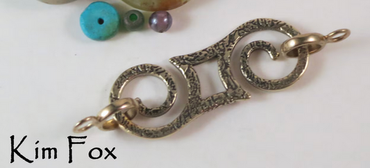 Double Spiral Removable Clasp with 2 loops bronze by Kim Fox.