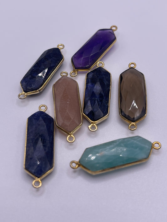 Double Terminated Gemstone Connector Gold Plated.