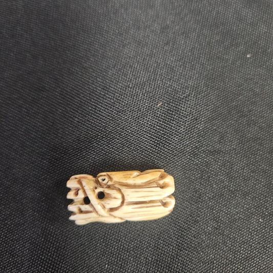 Dragon Head Carved Bone Bead Single.