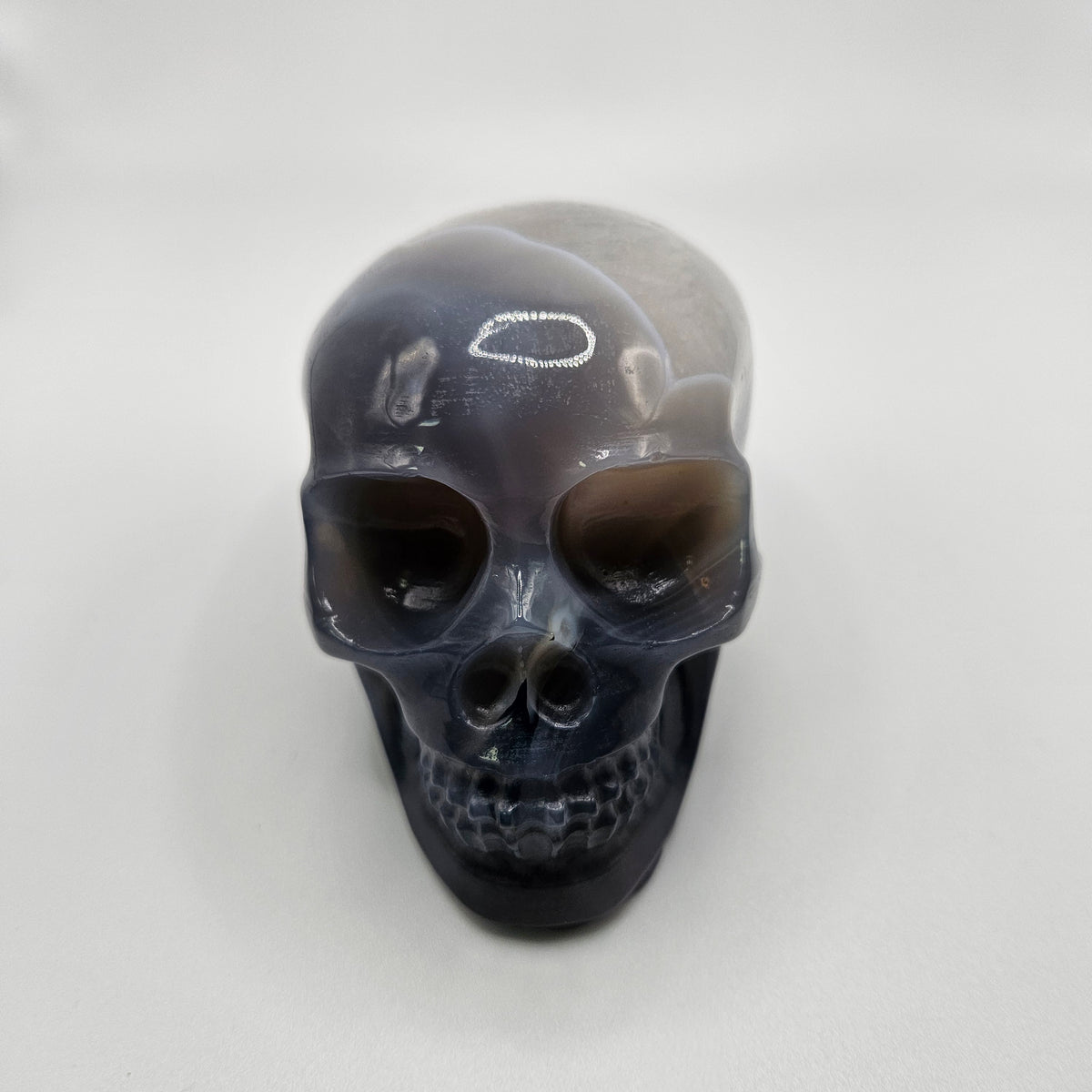 Druzy Agate Gemstone Skull 5 inch.