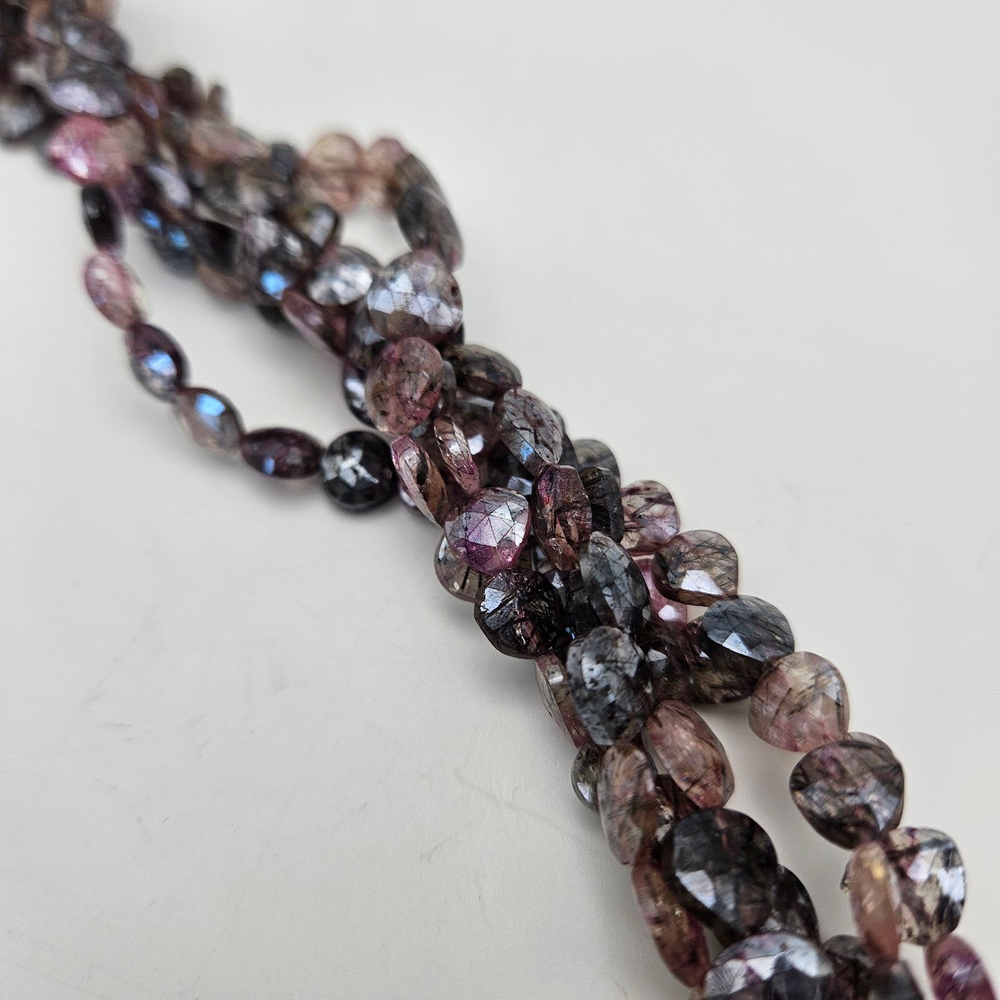 Enhanced Tourmaliated Quartz Bead Strand.