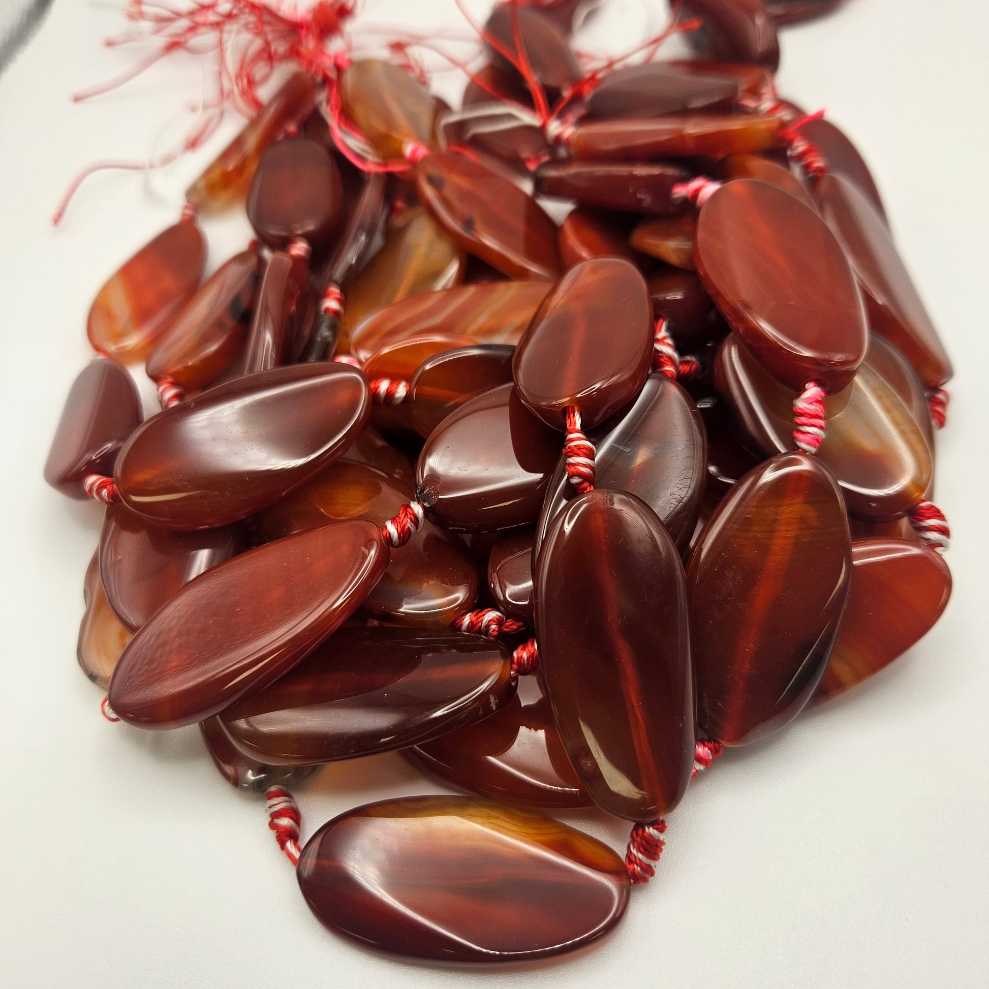 Extra Large Carnelian Bead Strand.