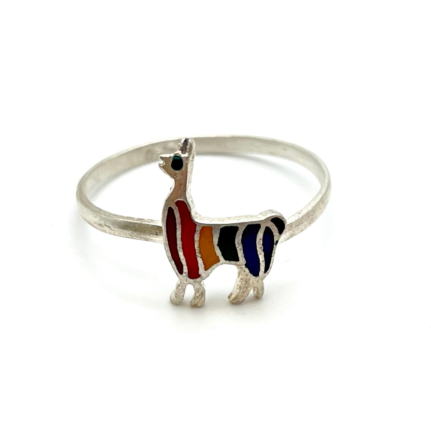 Inlay Mini Alpaca Ring Peruvian Silver