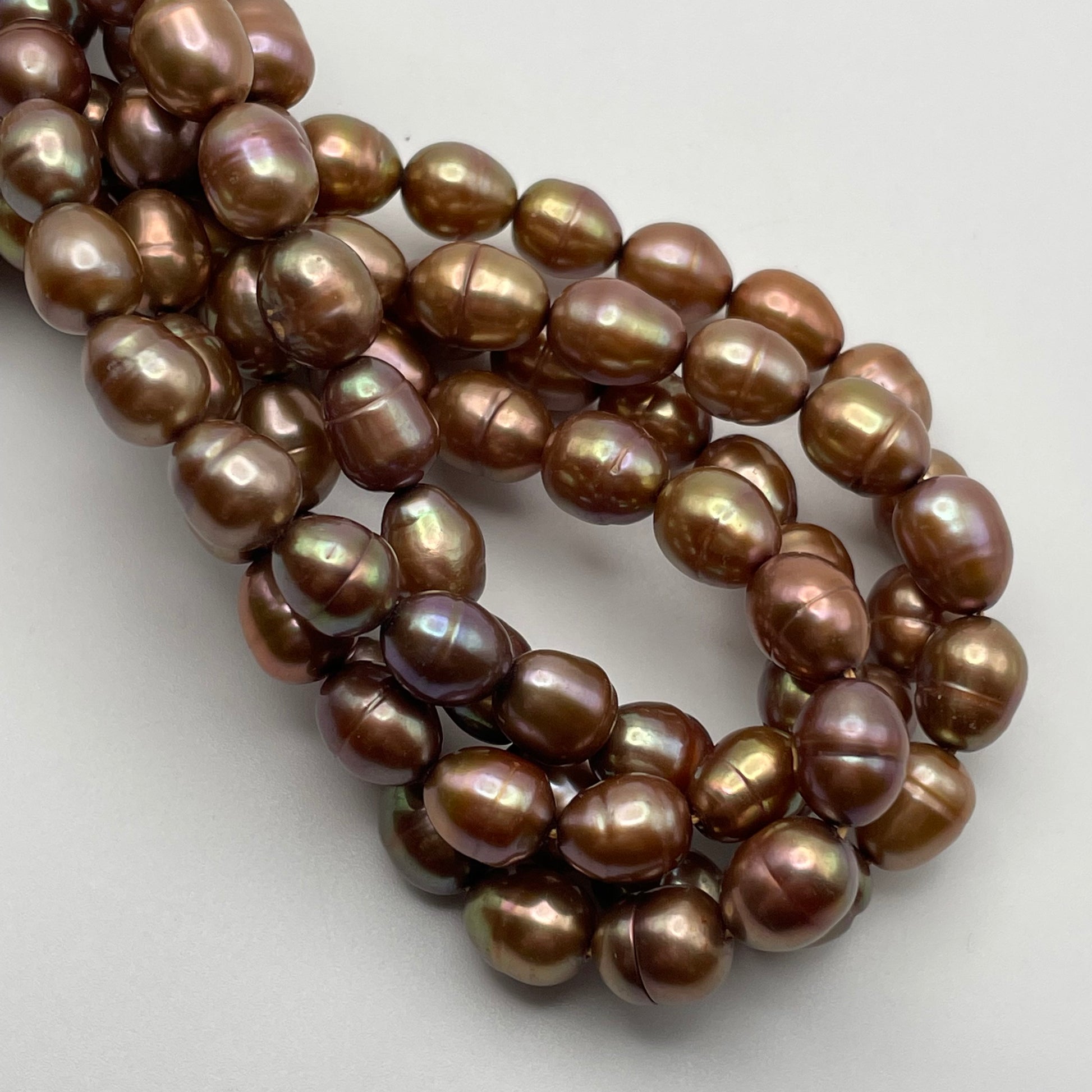 8mm Gold & Brown Rice Pearl Strand