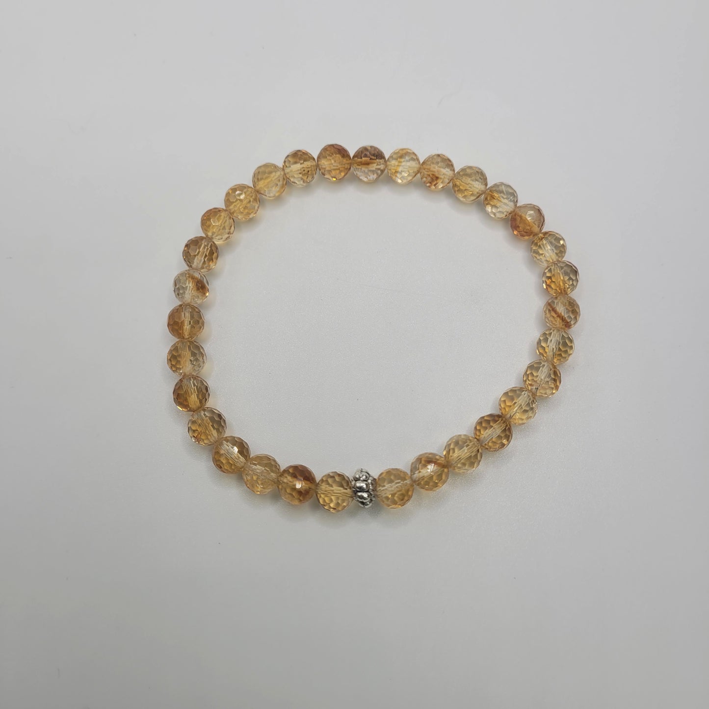 Faceted 6mm Round Citrine Stretch Bracelet.