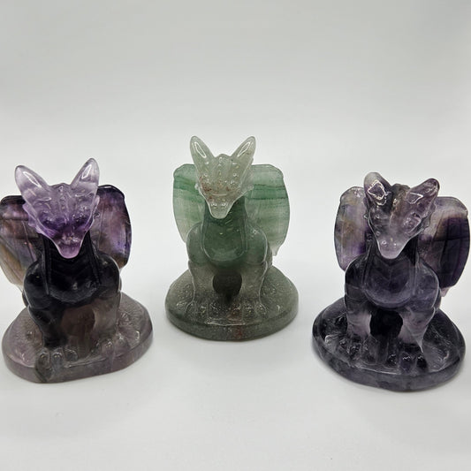 Fluorite Sitting Dragon 3 inch.