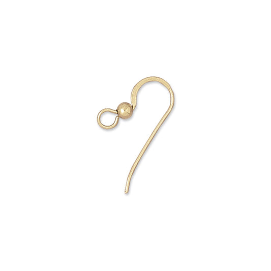 Gold Filled Flat Earwire 18mm with 3mm Ball 1 Pair