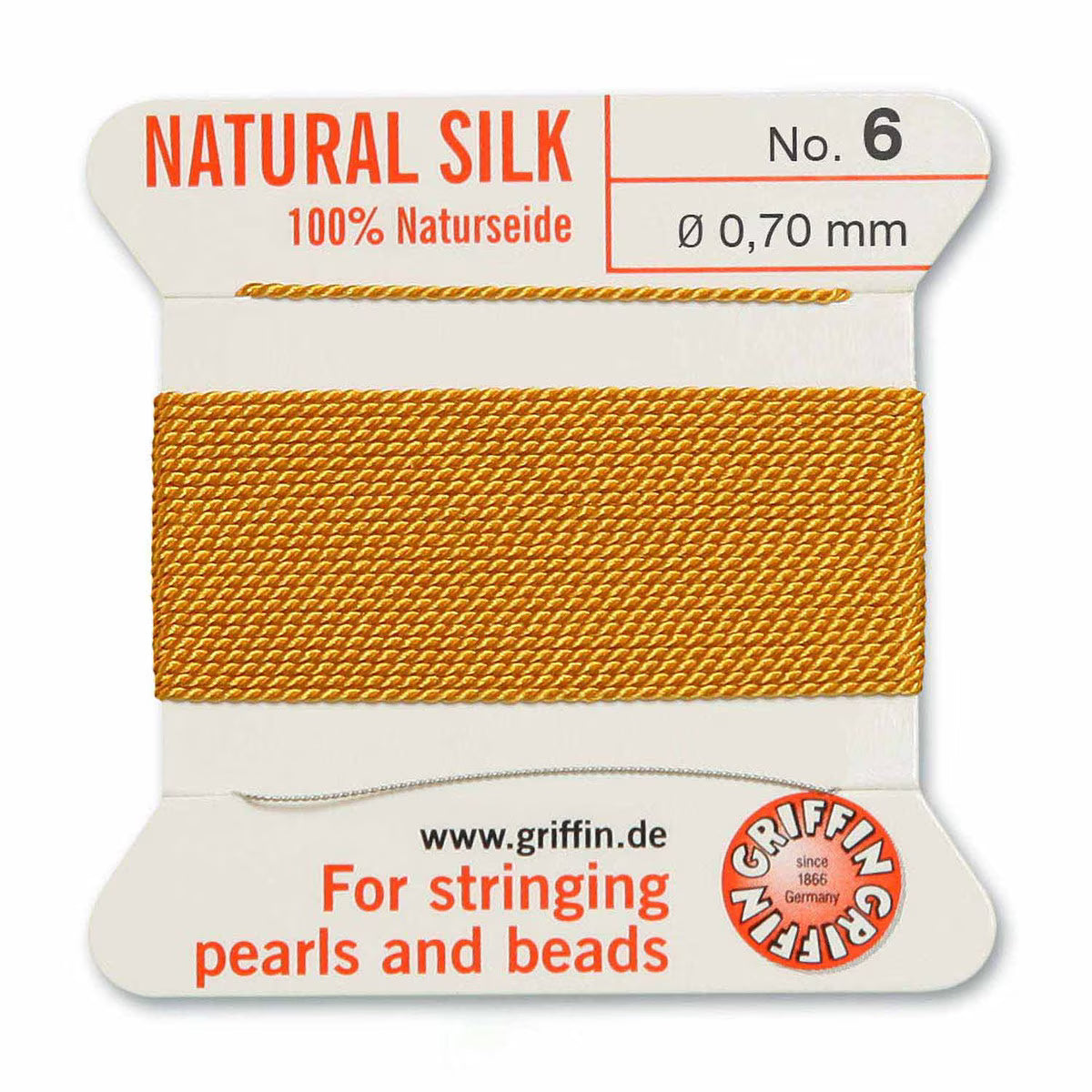 GRIFFIN SILK BEAD CORD AMBER SIZE 6-2M-0.7MM.