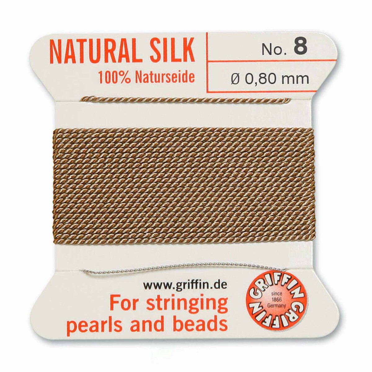 GRIFFIN SILK BEAD CORD BEIGE SIZE 8-2M-0.8MM.