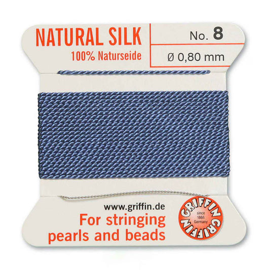 GRIFFIN SILK BEAD CORD BLUE SIZE 8-2M-0.8MM.
