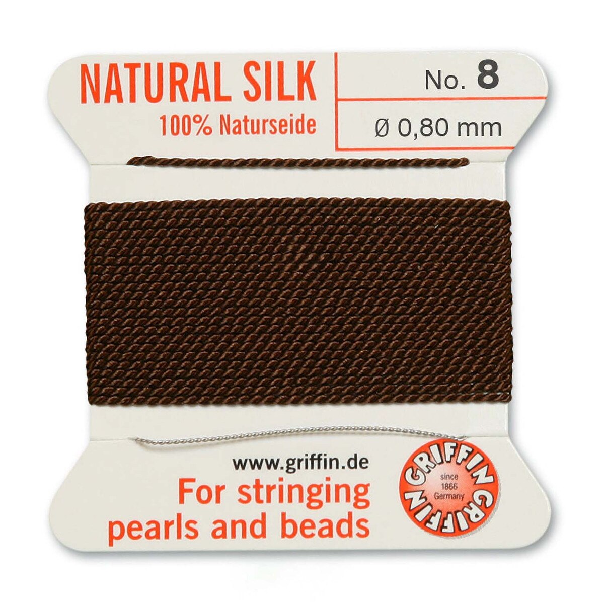 GRIFFIN SILK BEAD CORD BROWN SIZE 8-2M-0.8MM.
