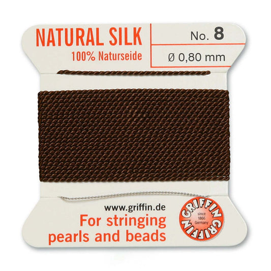 GRIFFIN SILK BEAD CORD BROWN SIZE 8-2M-0.8MM.