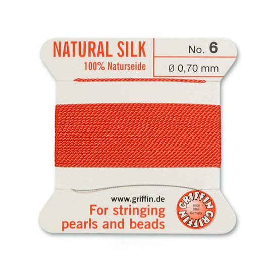 GRIFFIN SILK BEAD CORD CORAL SIZE 6-2M-0.7MM.