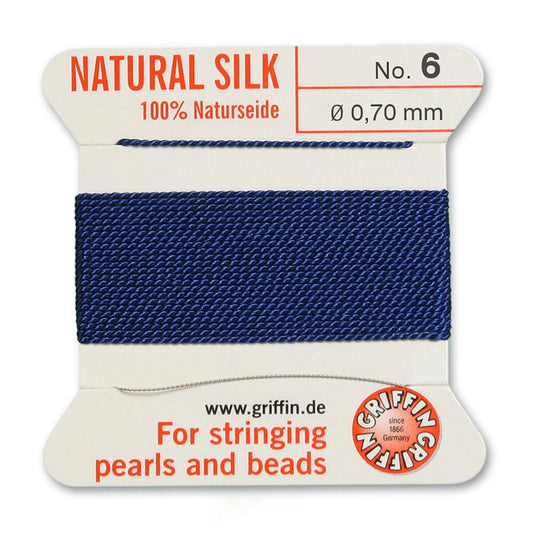 GRIFFIN SILK BEAD CORD DARK BLUE SIZE 6-2M-0.7MM.