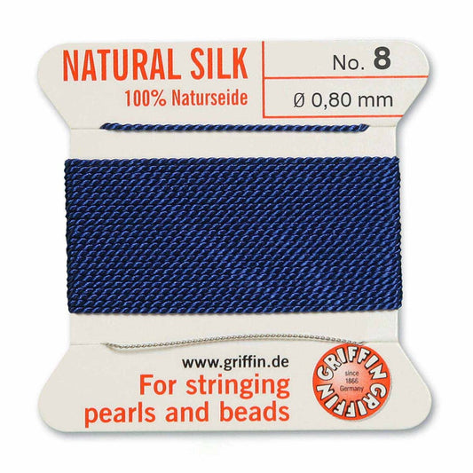 GRIFFIN SILK BEAD CORD DARK BLUE SIZE 8-2M-0.8MM.