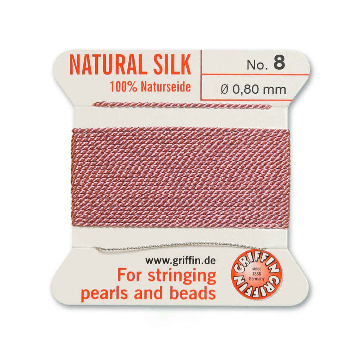 GRIFFIN SILK BEAD CORD DARK PINK SIZE 8-2M-0.8MM.