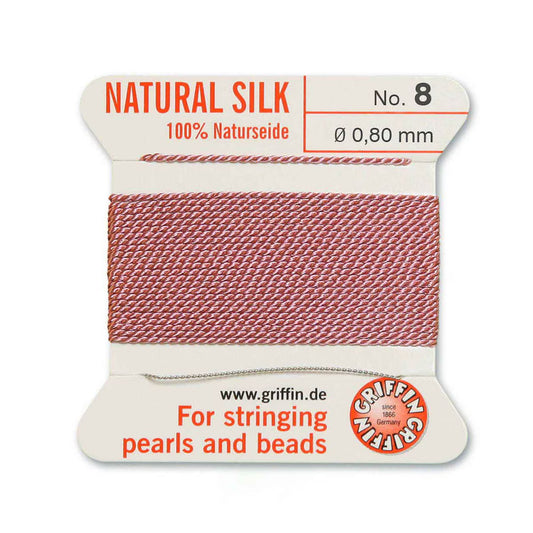 GRIFFIN SILK BEAD CORD DARK PINK SIZE 8-2M-0.8MM.