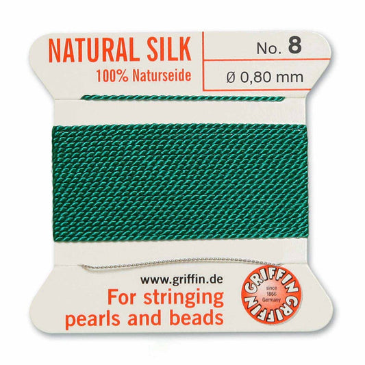 GRIFFIN SILK BEAD CORD GREEN SIZE 8-2M-0.8MM.