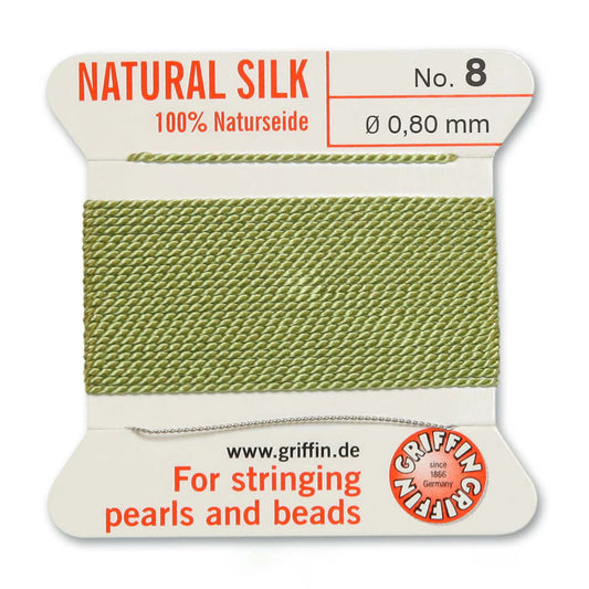 GRIFFIN SILK BEAD CORD JADE GREEN SIZE 8-2M-0.8MM.