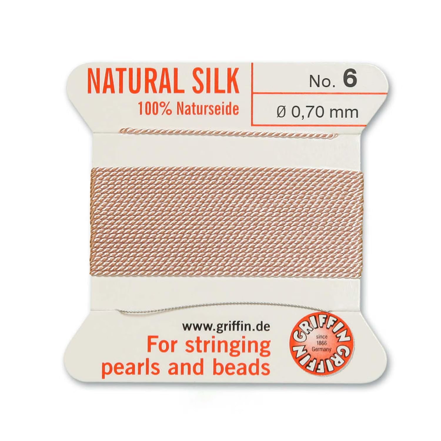 GRIFFIN SILK BEAD CORD LIGHT PINK SIZE 6-2M-0.7MM.
