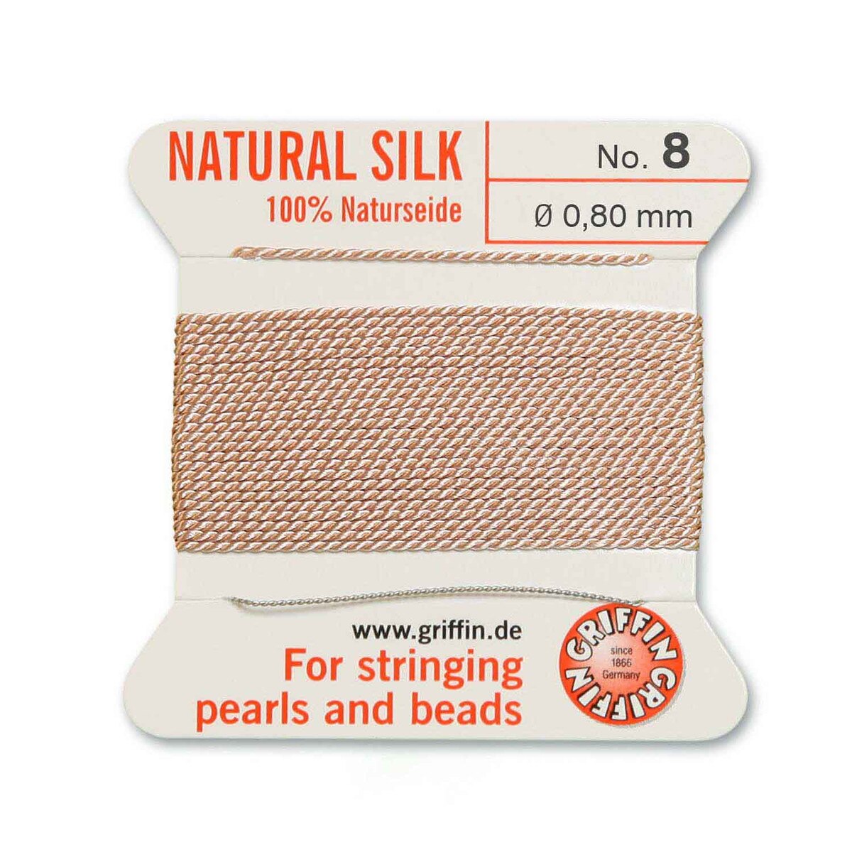 GRIFFIN SILK BEAD CORD LIGHT PINK SIZE 8-2M-0.8MM.
