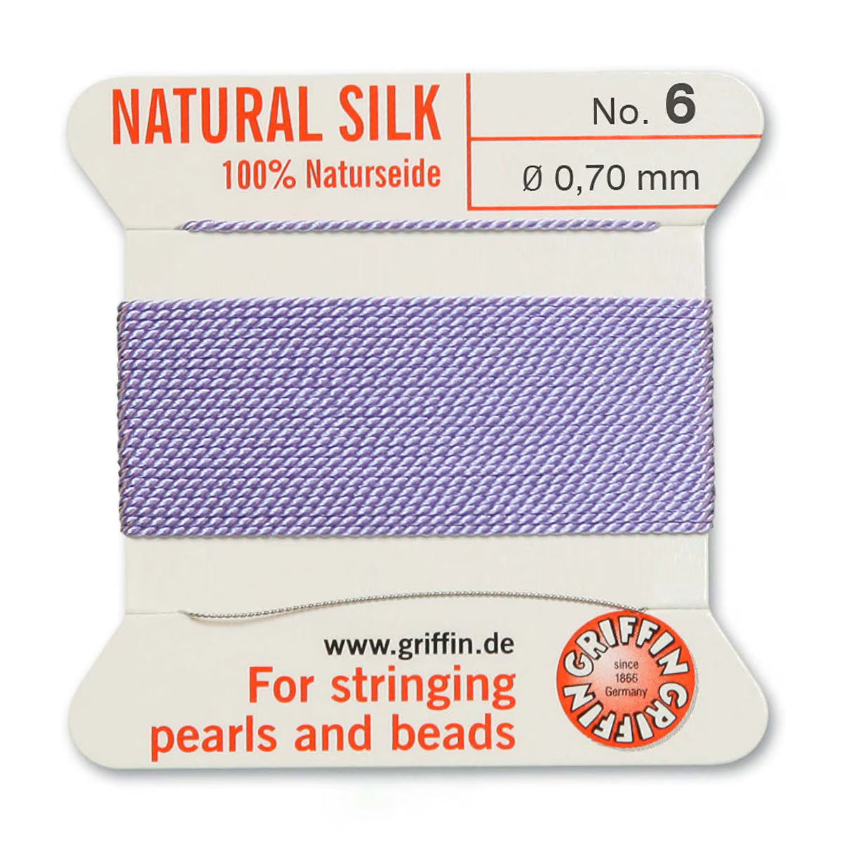 GRIFFIN SILK BEAD CORD LILAC SIZE 6-2M-0.7MM.