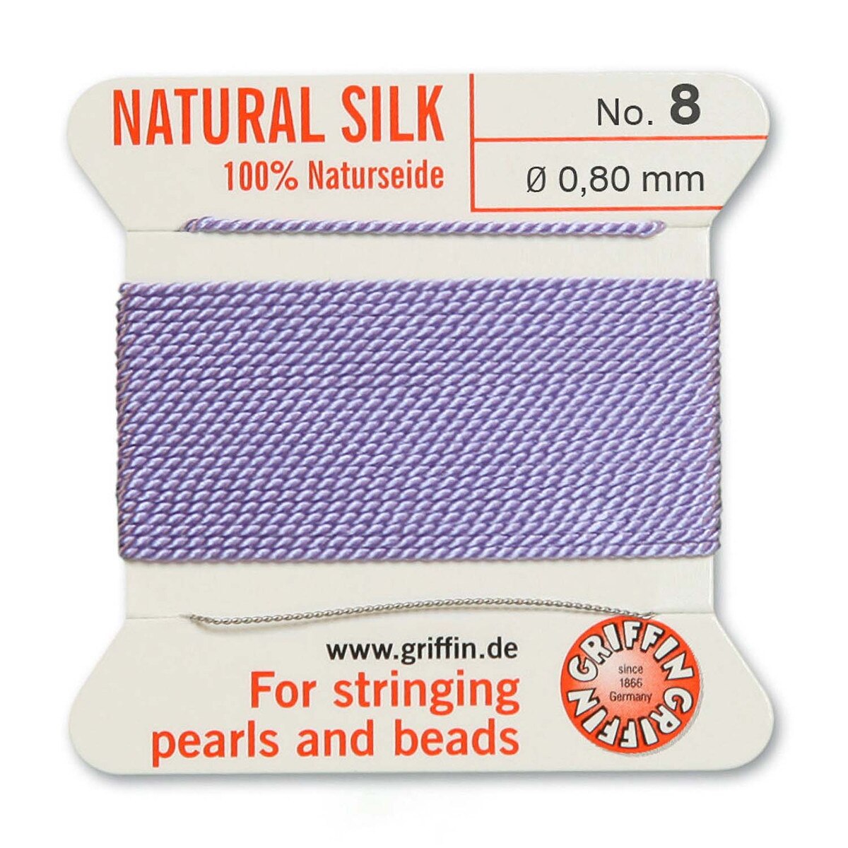 GRIFFIN SILK BEAD CORD LILAC SIZE 8-2M-0.8MM.