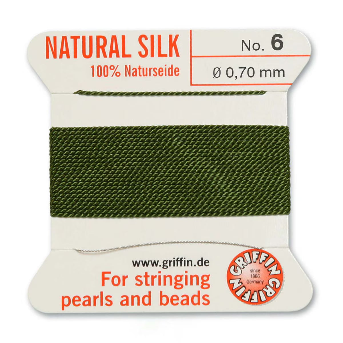 GRIFFIN SILK BEAD CORD OLIVE SIZE 6-2M-0.7MM.