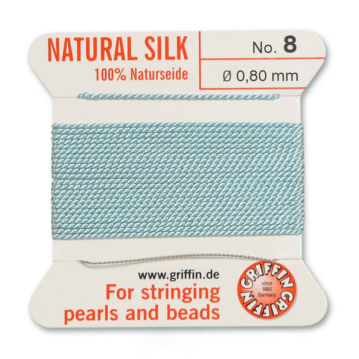 GRIFFIN SILK BEAD CORD TURQUOISE SIZE 8-2M-0.8MM.
