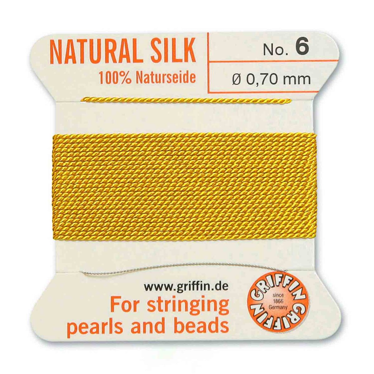 GRIFFIN SILK BEAD CORD YELLOW SIZE 6-2M-0.7MM.