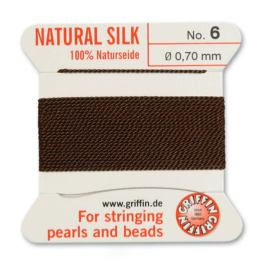 GRIFFIN SILK BEAD CORD BROWN SIZE 6-2M-0.7MM.