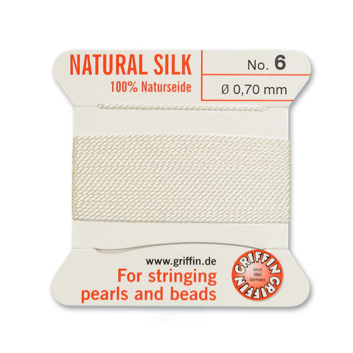 GRIFFIN SILK BEAD CORD WHITE SIZE 6-2M-0.7MM.