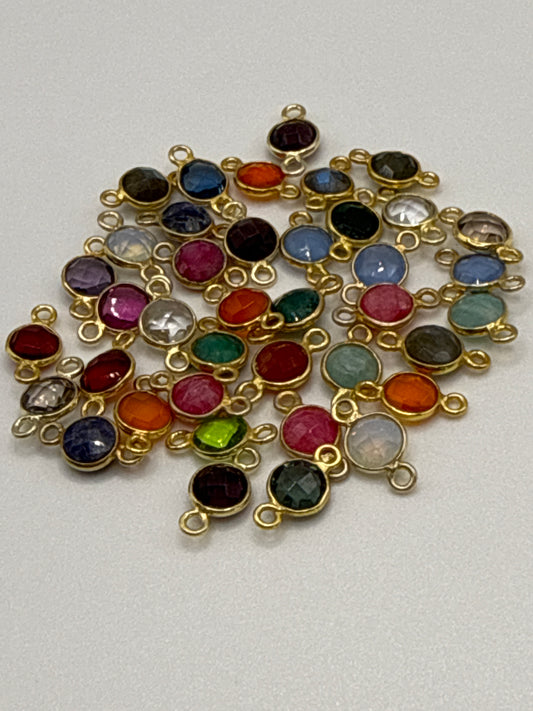 Gemstone Assorted Connector Double Loop 6mm stone 12mm with loops.