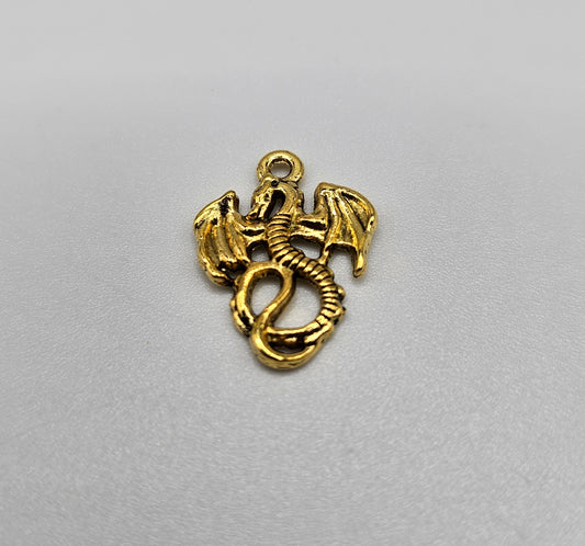Gold Colored Dragon Charm 0.5 inch.