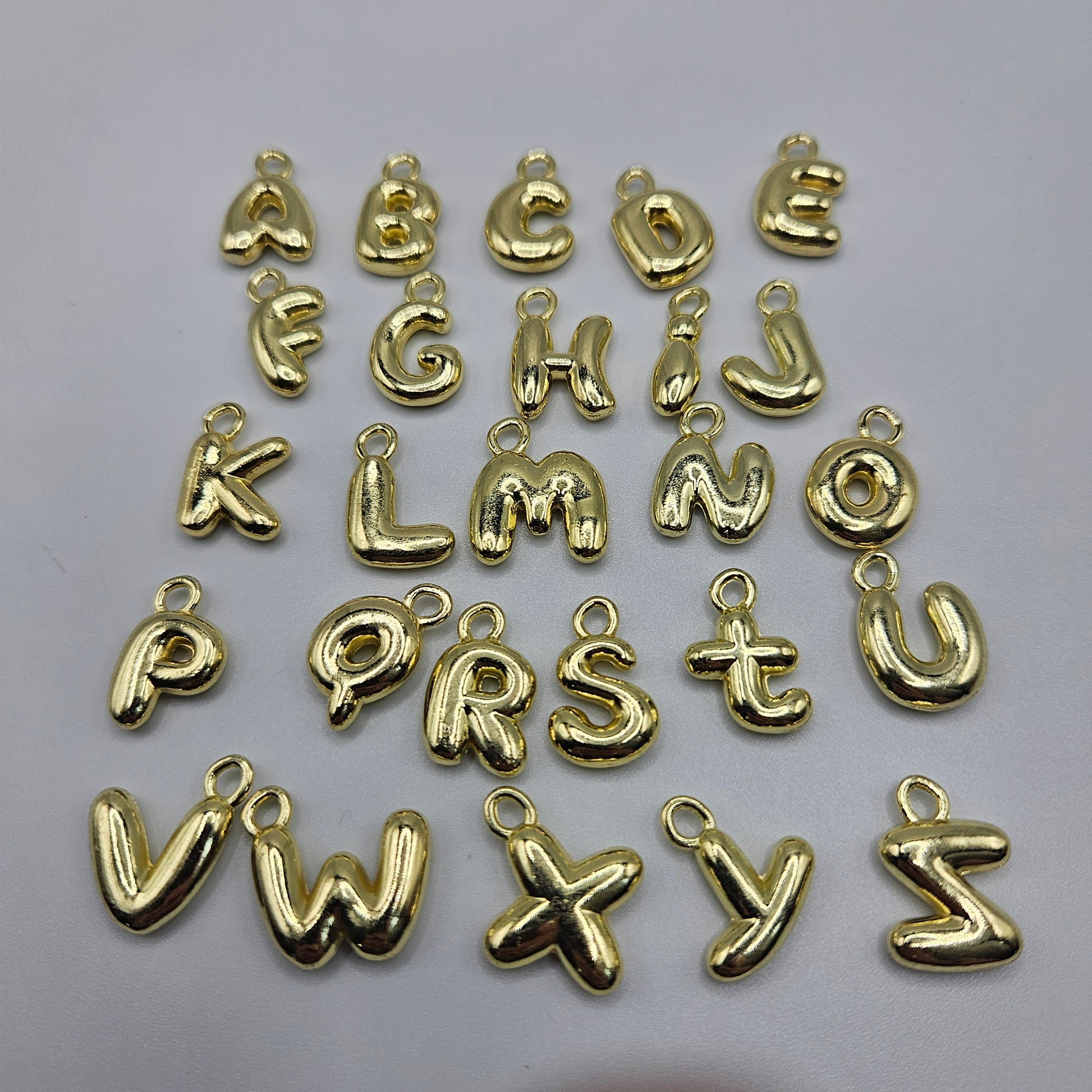 Gold Colored Puffy Letter Charms 0.5 inch.