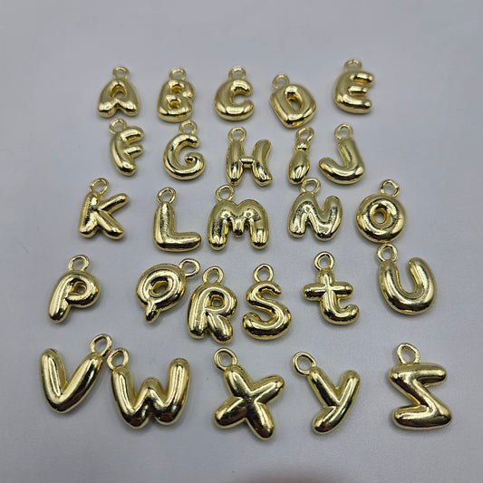 Gold Colored Puffy Letter Charms 0.5 inch.