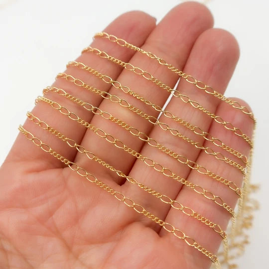 Gold Fill 3 Long and 5 Short Link 3.5x2mm Chain By The Foot.